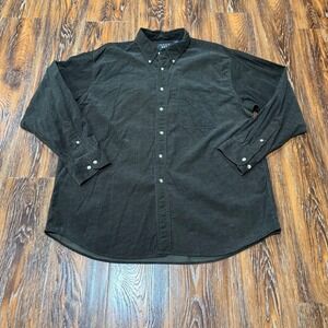 Trader Bay Mens XL Corduroy Button Down Shirt Long Sleeve Dark Green Cotton